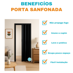 Porta Sanfonada Pvc 0,84x2,10 Multilit Preta - 6