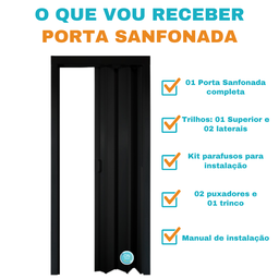 Porta Sanfonada Pvc 0,84x2,10 Multilit Preta - 5