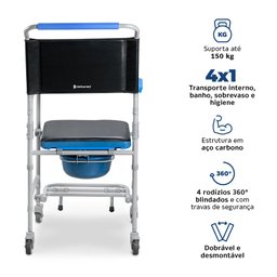Cadeira de Banho Higiênica Desmontável até 150 Kg Assento 43 Cm D50 Dellamed - 2