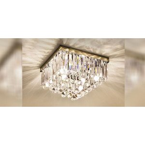 Lustre com placas de cristais legitimas base inox espelhada