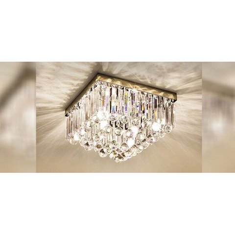 Lustre com placas de cristais legitimas base inox espelhada