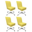 Ver imagem 1 de Kit 04 Cadeira Ana Giratória Metal Com Rodízio Suede Amarelo E Sintético Vinho