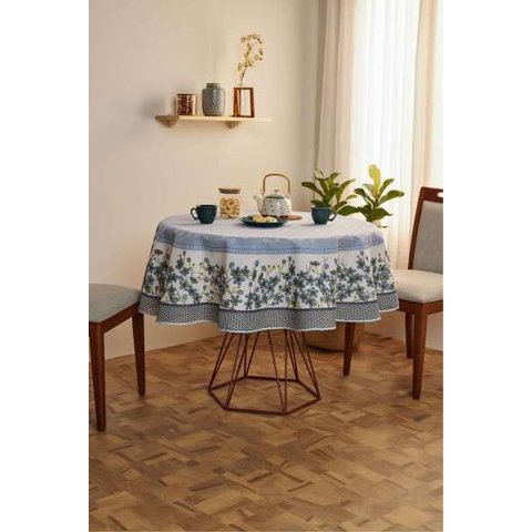 Toalha de Mesa Estampada Pop Redonda 4 Lugares 1,55 M Lepper - Oriente/ Azul