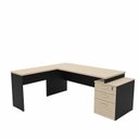 Ver imagem 3 de Escrivaninha Mesa Escritório em L Diretor 3 Gavetas 190cm Dubai e Preto Bege