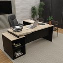 Ver imagem 6 de Escrivaninha Mesa Escritório em L Diretor 3 Gavetas 190cm Dubai e Preto Bege