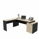 Ver imagem 7 de Escrivaninha Mesa Escritório em L Diretor 3 Gavetas 190cm Dubai e Preto Bege