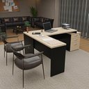 Ver imagem 5 de Escrivaninha Mesa Escritório em L Diretor 3 Gavetas 190cm Dubai e Preto Bege