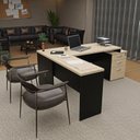 Ver imagem 4 de Escrivaninha Mesa Escritório em L Diretor 3 Gavetas 190cm Dubai e Preto Bege