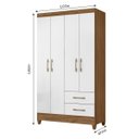Ver imagem 3 de Guarda-Roupa Solteiro 4 Portas e 2 Gavetas Naturale/Branco - Chile/Moval