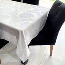 Ver imagem 3 de Toalha de Mesa Redonda em Jacquard Medalhão Branco - 1,50M