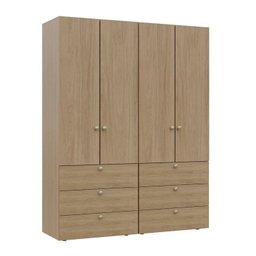 Guarda-roupa 2 Módulos 4 Portas 6 Prateleiras 6 Gavetas Frame Cabecasa madeiramadeira - 11