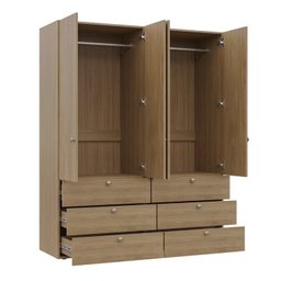 Guarda-roupa 2 Módulos 4 Portas 6 Prateleiras 6 Gavetas Frame Cabecasa madeiramadeira - 12