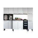 Ver imagem 1 de Cozinha Completa Evidence 4 Peças (1 Armário + 1 Balcão + 2 Paneleiros) C4P53 Branco/Preto - Bertoli