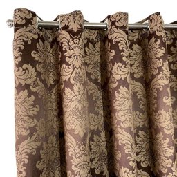 Cortina Tecido Jacquard Medalhão Marrom com Bege - 2,50 x 5,60m de Largura - 2