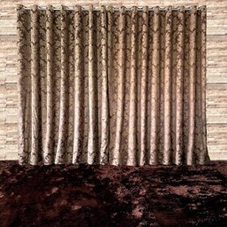 Cortina Tecido Jacquard Medalhão Marrom com Bege - 2,50 x 5,60m de Largura - 4