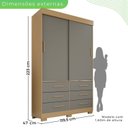 Ver imagem 4 de Guarda-Roupa com Pés 2 Portas 6 Gavetas Luana Cinza/Jequitibá/Granizo