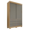 Ver imagem 3 de Guarda-Roupa com Pés 2 Portas 6 Gavetas Luana Cinza/Jequitibá/Granizo