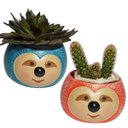 Ver imagem 1 de VASO CACHEPÔ BICHO PREGUIÇA PORTA CACTO E FLORES 2 UNIDADE
