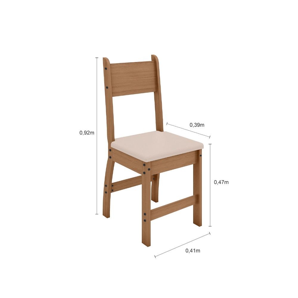 Conjunto de Mesa e 4 Cadeiras para Sala de Jantar Milano Fosco-Poliman - Carvalho / Savana - 6