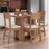 Conjunto de Mesa e 4 Cadeiras para Sala de Jantar Milano Fosco - Carvalho / Savana - Poliman - 2