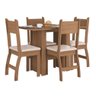Conjunto de Mesa e 4 Cadeiras para Sala de Jantar Milano Fosco - Carvalho / Savana - Poliman - 1