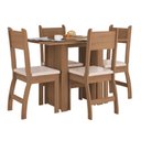 Ver imagem 1 de Conjunto de Mesa e 4 Cadeiras para Sala de Jantar Milano Fosco - Carvalho / Savana - Poliman
