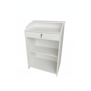 Balcão Caixa de Atendimento com Gaveta em Mdf Branco – 1,10m X 85cm X 38cm