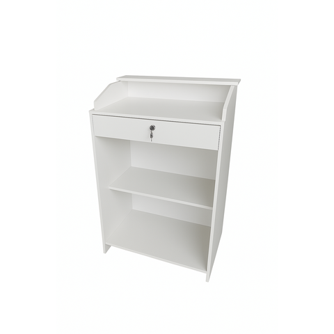 Balcão Caixa de Atendimento com Gaveta em Mdf Branco – 1,10m X 85cm X 38cm