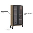 Ver imagem 3 de Cristaleira Jamaica com 2 Portas de Vidro - Castanho/Preto