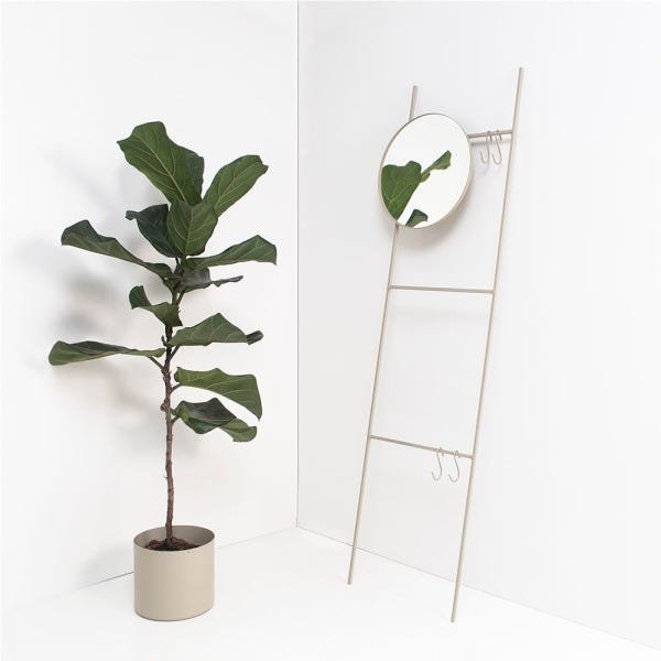 Escadinha Decorativa com Espelho Redondo, sala, Escritório, closset, ferro Taupe - 1