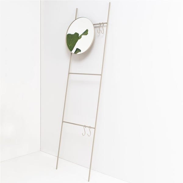 Escadinha Decorativa com Espelho Redondo, sala, Escritório, closset, ferro Taupe - 2