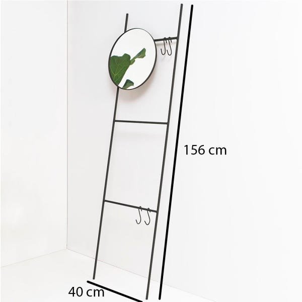 Escadinha Decorativa com Espelho Redondo, sala, Escritório, closset, ferro Taupe - 3