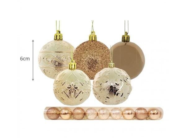 Kit Bola Natal Decor Print Premium Champagne 6Cm 9 Peças - 2
