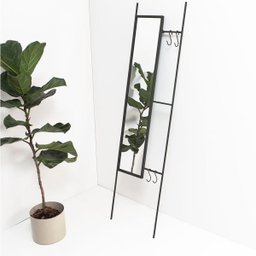 Escadinha Decorativa com Espelho retangular, sala, Escritório, closset, ferro Preto - 1 Escadinha Decorativa com Espelho retangular, sala, Escritório, closset, ferro Preto - 1