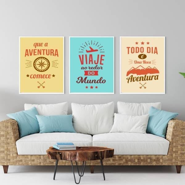 Kit 3 Quadros Decorativos Aventura - 1