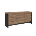 Ver imagem 6 de Conjunto Recepção Balcão de Atendimento e Balcão Tamburato com 3 Gavetas Marrom/Nogal/Preto Artany