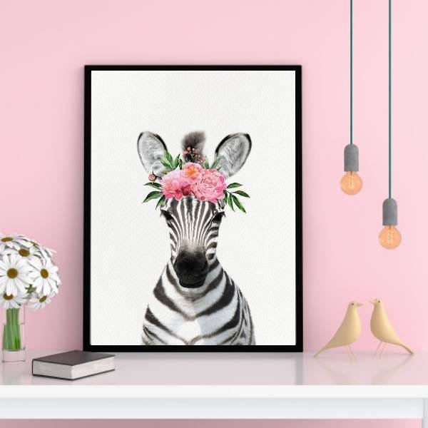 Quadro Decorativo Zebrinha Coroa de Flores - 2