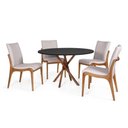 Ver imagem 1 de Conjunto Mesa de Jantar Redonda 120cm June Preta com 4 Cadeiras Garbo Cinza Claro