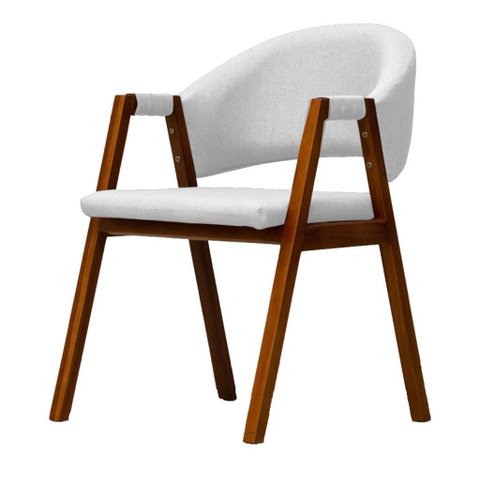 Cadeira de Jantar Estofada Essencial Base Madeira Maciça Corino:Branco