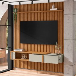 Painel para Tv até 75 Polegadas Nassau 1 Gaveta Naturalle/off White - Móveis Bechara - 1