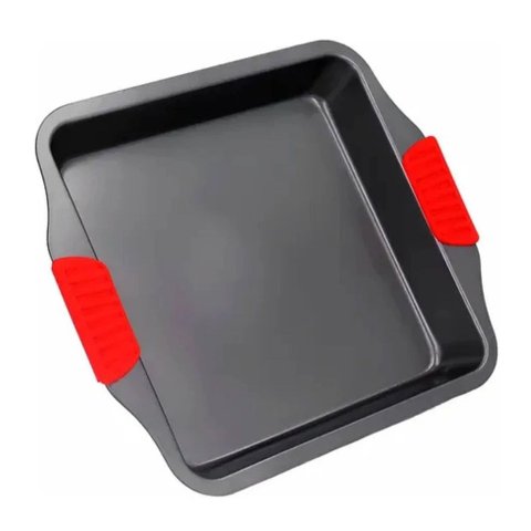 Assadeira Antiaderente 28x25x5,5cm c/ Pegador de Silicone Sl-7873