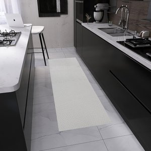 Passadeira Antiderrapante Cozinha 1,30m X 45cm Tapete Decorativo Tear Artesanal Algodão Rústico Cru 