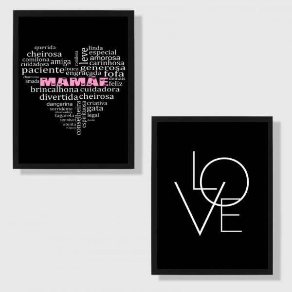 Kit 2 Quadros Mamãe Qualidades - Love - 1