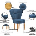 Ver imagem 4 de Cadeira Estofada para Mesa de Jantar Recepção Camarim Ergonômica Pés de Madeira Resistente