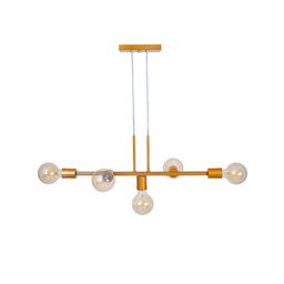 Luminária de Teto Pendente Tazza 5 Lâmpadas Retangular para Ambientes Internos - Dourado - 1