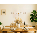 Ver imagem 2 de Luminária de Teto Pendente Tazza 5 Lâmpadas Retangular para Ambientes Internos - Dourado