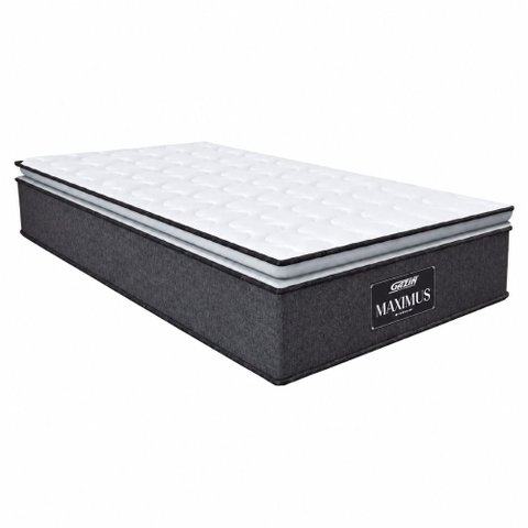 Colchão Solteiro Molas Ensacadas Pillow Top Maximus 88x188x28cm Cinza/Branco Gazin