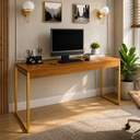 Ver imagem 2 de Mesa para Escritório Diretor Pé de Ferro 1,50 cm - Freijó/Dourado