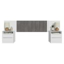 Ver imagem 5 de Cabeceira Extensível Estofada com 2 Mesas de Cabeceira Branco/Silver Madesa