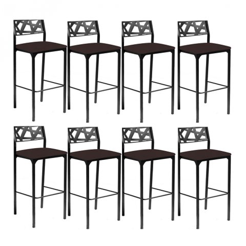 Kit 8 banquetas Eliza Gourmet Marrom-Gat Magazine